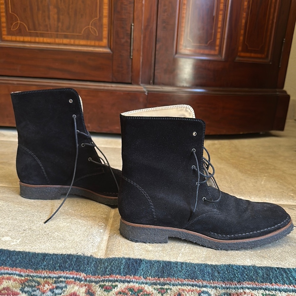 Black Suede Lace-Up Ankle Booties